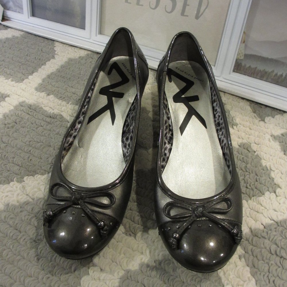 Anne Klein Gray Low Wedge Flats